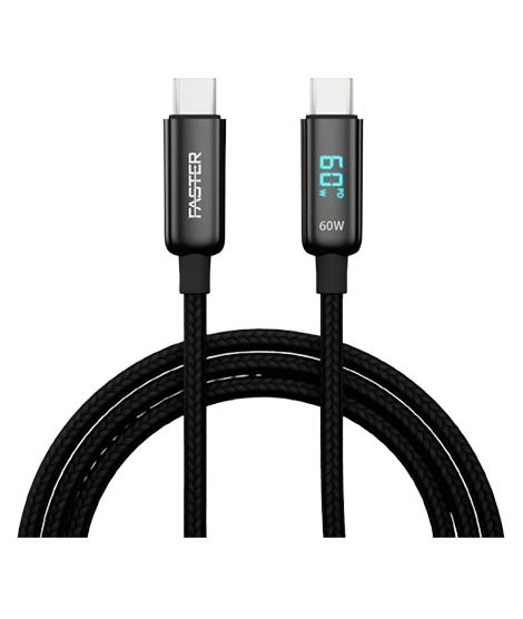 iShopping - Faster Vi-60W Type C to Type C Charging Cable Black