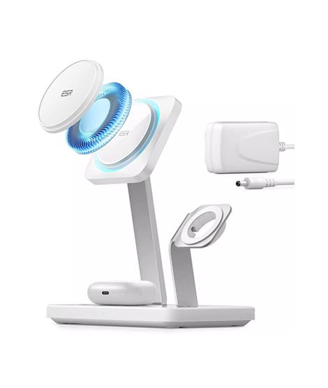 iShopping - ESR 3 in 1 Wireless Charger With Adapter Arctic White (AMT-6246)