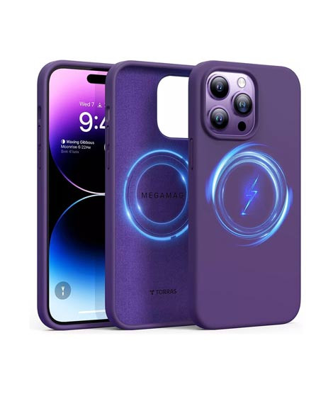 iShopping - Torras Magnetic Silicone Shockproof Case For iPhone 14 Pro Max Deep Purple (AMT-6271)