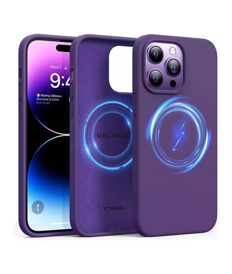 iShopping - Torras Magnetic Silicone Shockproof Case For iPhone 14 Pro Deep Purple (AMT-6274)
