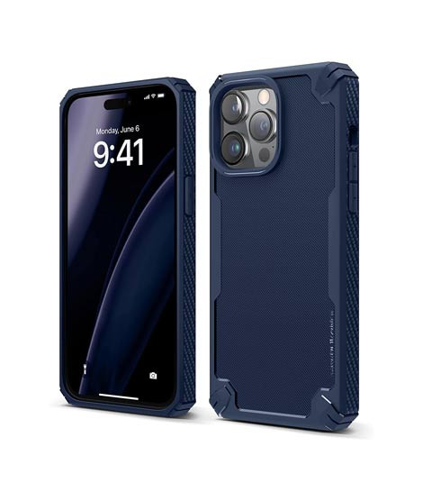 iShopping - Elago Armor Carbon Fiber Texture Shockproof Case For iPhone 14 Pro Max Jean Indigo (AMT-6669)