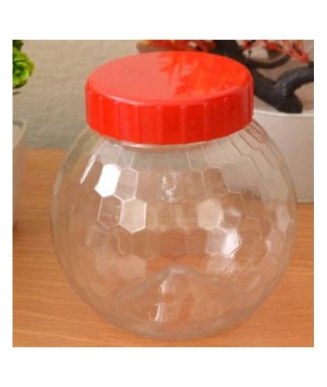 iShopping - Baba Boota 62mm Transparent Diamond Design Plastic Jar (Pack of 5)