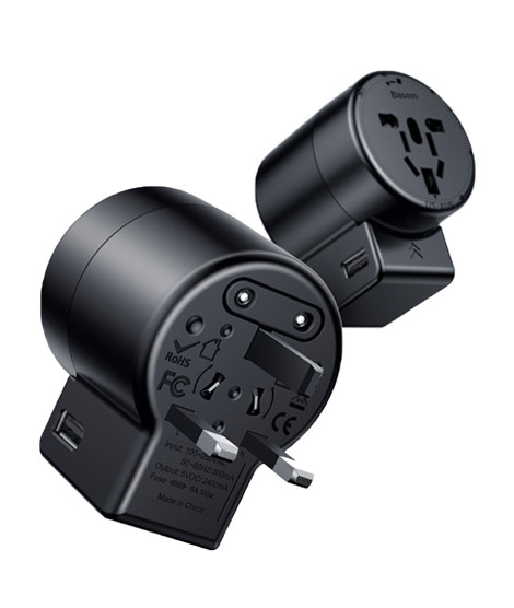 iShopping - Baseus Rotation Type Adapter Universal Charger Black (ACCHZ-01)