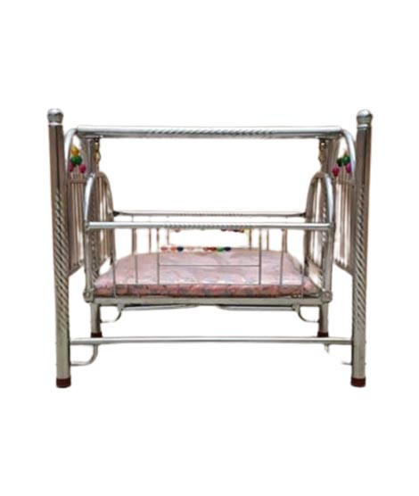 iShopping - Easy Shop New Born Baby Chrome Swing Cradle with Soft Mattress Bed