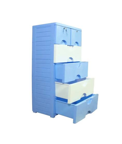 iShopping - Easy Shop Plain White and Blue Drawer Wardrobe Orgainzer