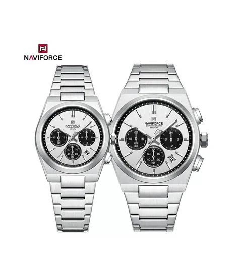 iShopping - Naviforce Bond Chrono Watch For Couples Silver (NF-8048C-7)