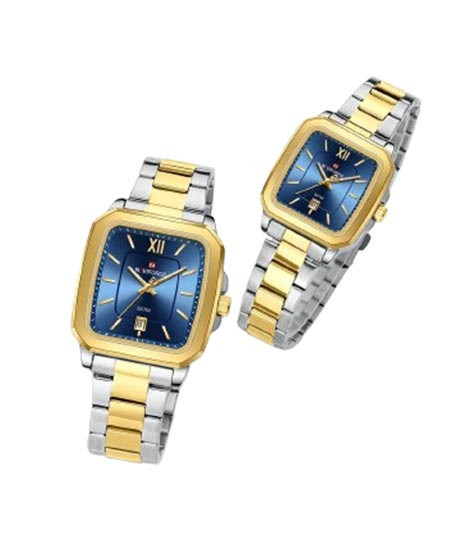 iShopping - Naviforce Square Soulmates Watch For Couple Two Tone (NF-9239C-2)