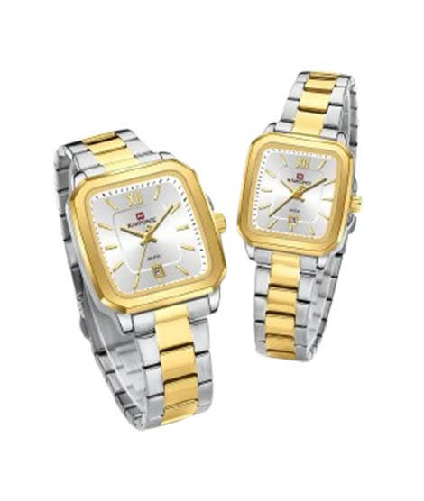 iShopping - Naviforce Square Soulmates Watch For Couple Two Tone (NF-9239C-6)