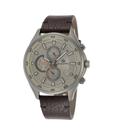 iShopping - Bigotti Chronograph Leather Men's Watch Brown (BG.1.10081-5)