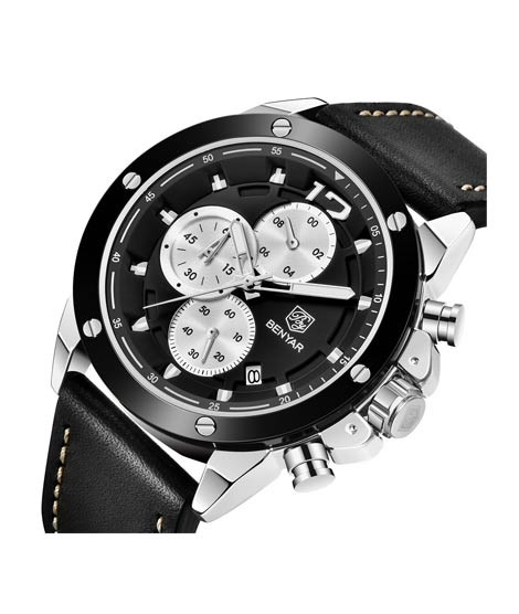 iShopping - Benyar Chronograph New Edition Men's Leather Watch Black (BY-5165-2)