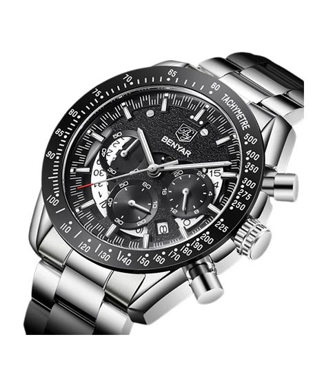 iShopping - Benyar Chronograph Stainless Steel Men's Watch Silver (BY-5120-4)