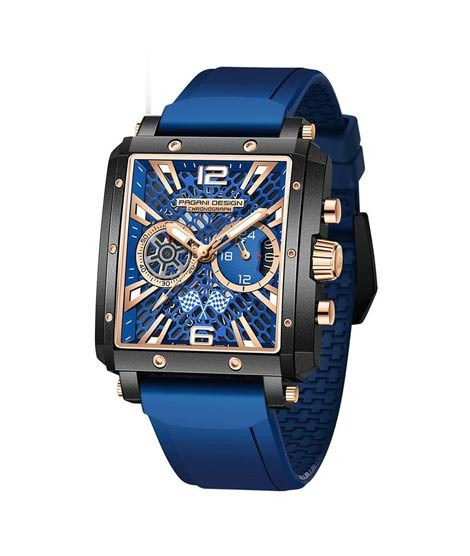 iShopping - Pagani Design Square Edition Men's Watch Gold Blue (PD-1725-1)