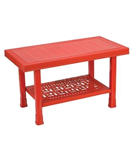 iShopping - Boss Full Plastic Double Shelf Baby Rattan Table Red (BP-328-RED)