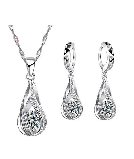 iShopping - EvaEsh Stamped Necklace Earrings Jewelry Set Silver