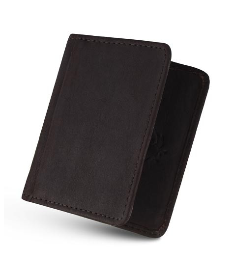 iShopping - Blackbird Leathers Handmade Leather Card Holder For Men Dark Brown (0001)