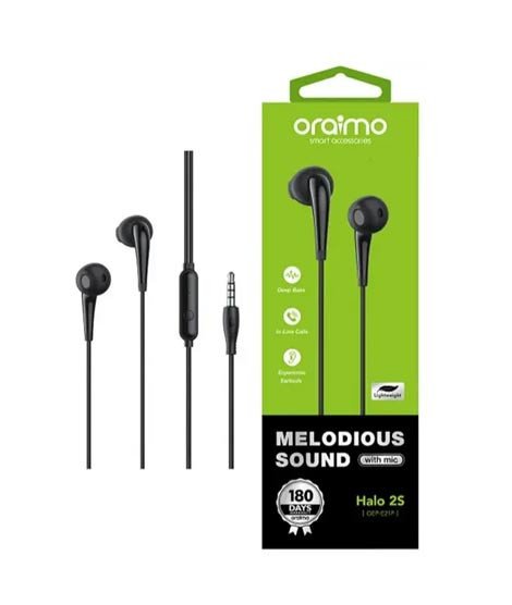 iShopping - Oraimo Halo 2S Wired Earphone Black (OEP-E21P)