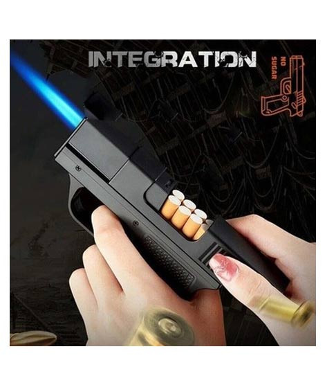iShopping - Shop Zone Pistol Gun Shaped Lighter & Hidden Cigarette Case - 10 Cig