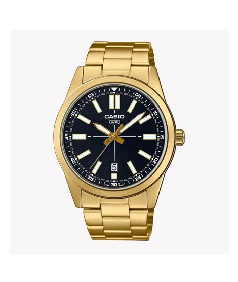 iShopping - Casio Black Dial Gold Stainless Steel Watch For Men (MTP-VD02G-1E)
