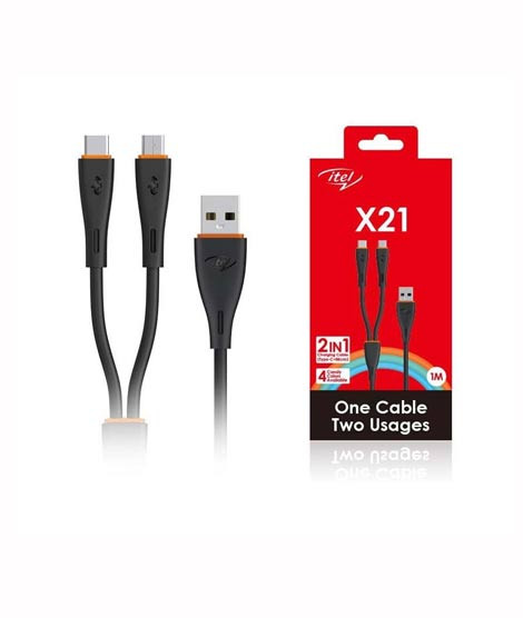 iShopping - Itel 2 in1 Multi Charging Cable - Black (ICD-X21)