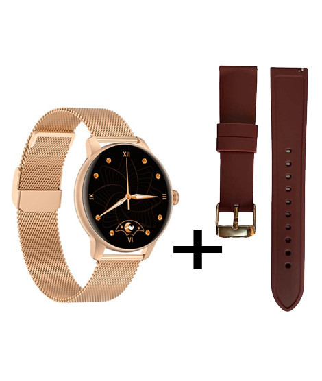 iShopping - Kieslect L11 Lady Smart Watch With Gold Chain + Maroon Silicon Strap
