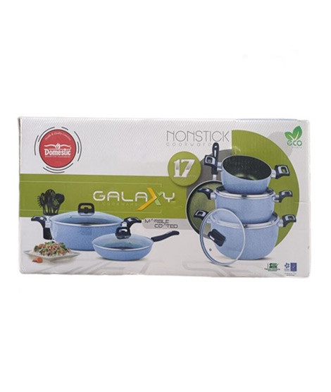 iShopping - Domestic Non Stick Cookware Gift Set Blue - 17 Pieces