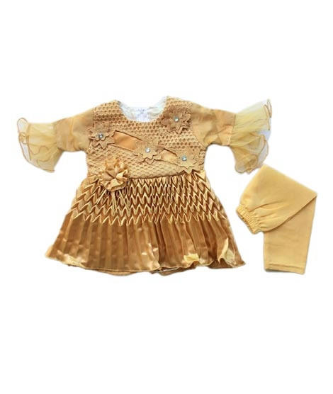 iShopping - Komfy Fancy Baby Frock Golden (NBG034)