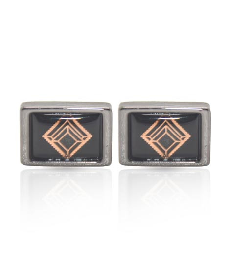 iShopping - Cufflers Vintage Black Rectangle Cufflinks - (1026)