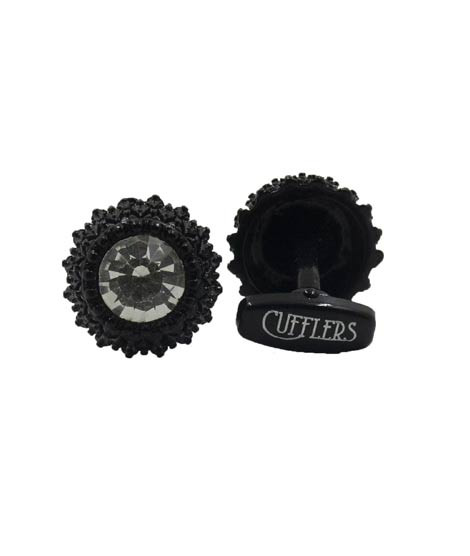 iShopping - Cufflers Designer Black Circle Cufflinks - (CU-4004)
