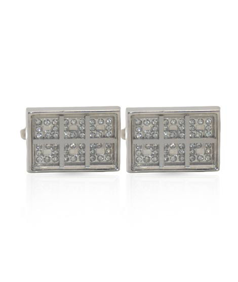 iShopping - Cufflers Silver Rectangle Sparkling Crystal Cufflinks - (CU-2029)