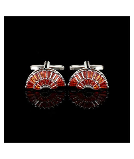 iShopping - Cufflers Designer Black Fan Sector Crystal Cufflinks - (3014-A)
