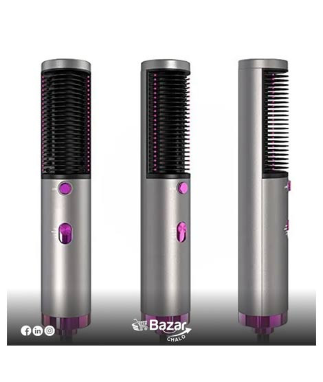 iShopping - Bazar Chalo 3 in 1 Hot Air Straightening Brush Silver