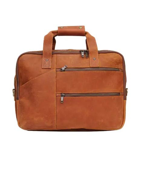 iShopping - Pious Genuine Leather Laptop Bag - Tan
