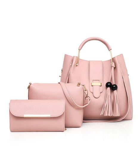 iShopping - Jazzy Stylish Shoulder Hand Bag Pink - 3 Piece