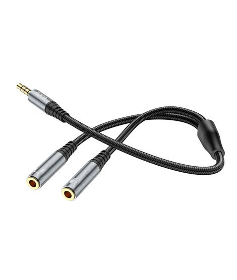 iShopping - Hoco 2-In-1 3.5 Headset Audio Adapter Cable Male To 2 Female Grey (UPA21)