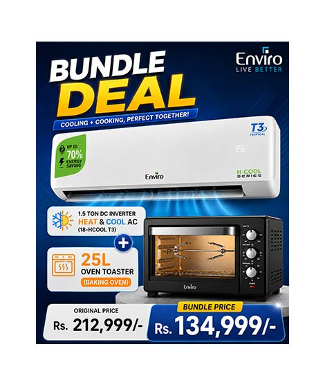 iShopping - Enviro H-Cool Inverter H&C Air Conditioner 1.5 Ton (EAC-18-H) With Oven Toaster 25L (ENR-OT25)