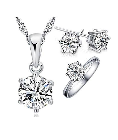 iShopping - EvaEsh 925 Silver Stamped Jewelry Set for Women