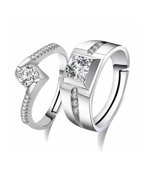 iShopping - EvaEsh Adjustable Silver Couple Promise Rings