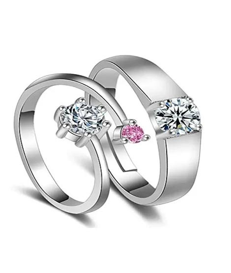 iShopping - EvaEsh Silver Adjustable Women Promise Couple Rings