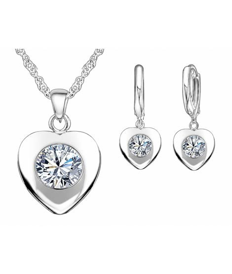 iShopping - EvaEsh 925 Silver Necklace & Earrings Stamped Jewelry Set