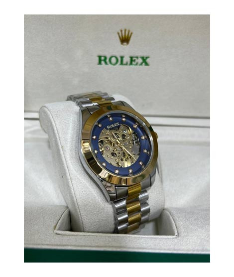 iShopping - Rolex Skeleton Automatic Blue Dial Watch For Men - Two-Tone