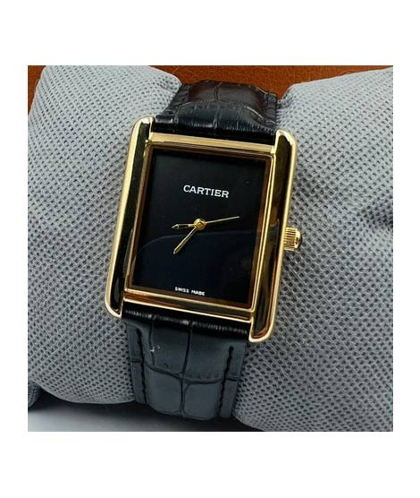 iShopping - Cartier Rectangular Classic Leather Watch For Men's Black