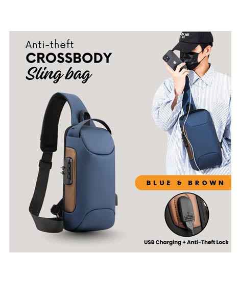 iShopping - New Crossbody Anti-theft Sling Bag Blue & Brown