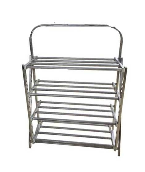 iShopping - Easy Shop 4 Layer Stainless Steel Folding Shoe Rack