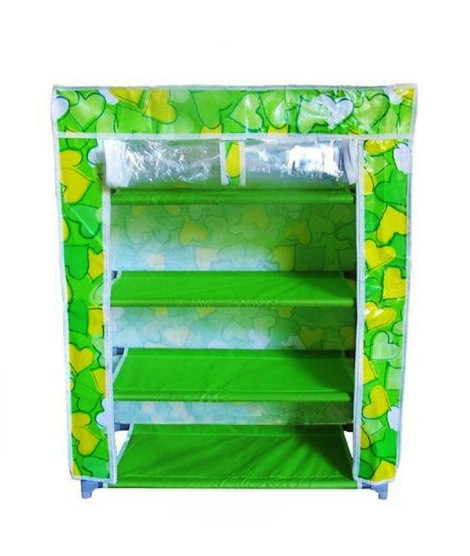 iShopping - Easy Shop 4 Layer Zip Closure Cloth Shoe Rack Green