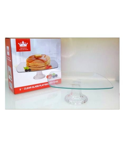 iShopping - Easy Shop 8" Square Shape Footed Glass Cake Stand