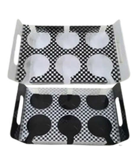 iShopping - Easy Shop Acrylic Cups and Glass Six Pot Holder Tray