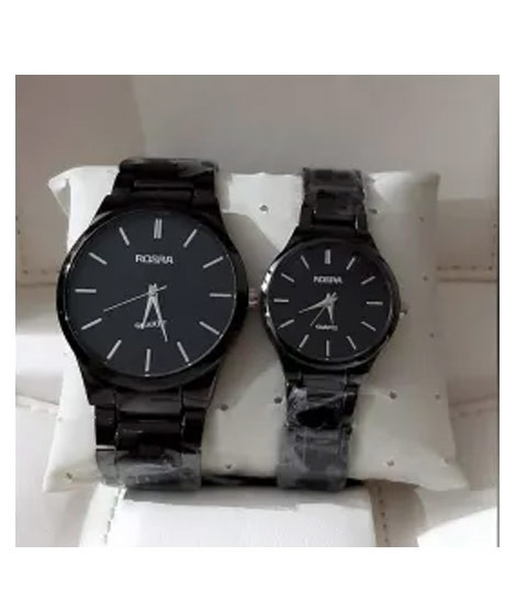 iShopping - Easy Shop Analog Stainless Steel Couple Watch Black (1019)