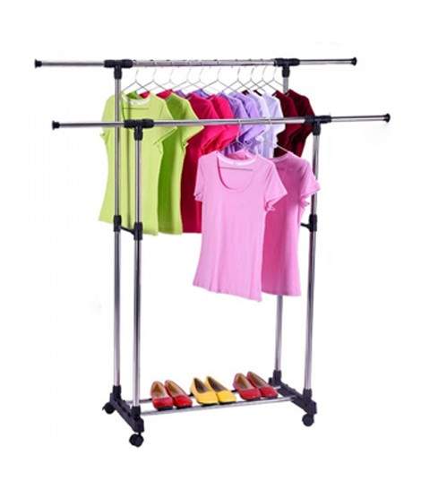iShopping - Easy Shop Double Pole Cloth Hanging Rack With Shoe Stand