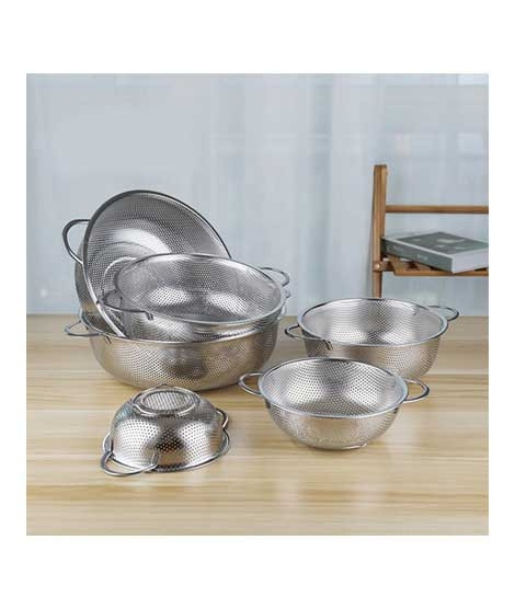iShopping - Easy Shop Stainless Steel Vegetable Draining Strainer - Set Of 6