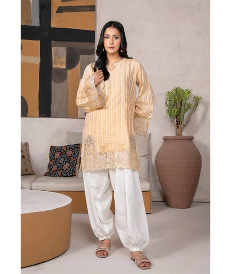 iShopping - Ahlam Mari Gold Jacquard Printed Two Piece Suit